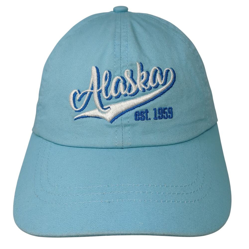 Alaska Outpost Est. 1959 Strapback Baseball Cap Blue One Size Embroidered